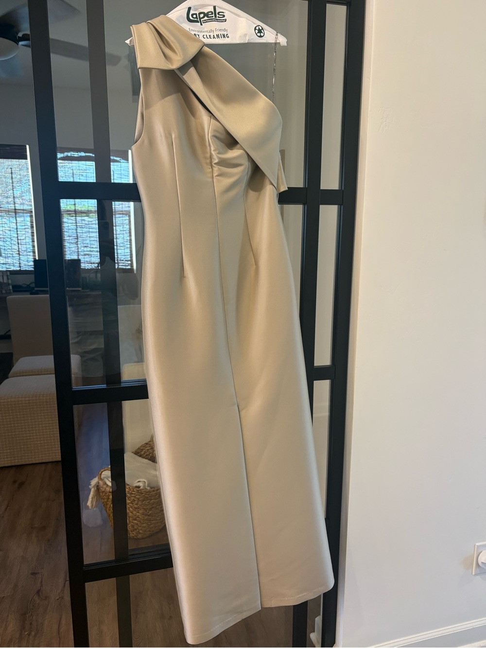 Sachin + Babi One-Shoulder Bonnie Gown Metallic Bow Gown in Pewter - Picture 6 of 10